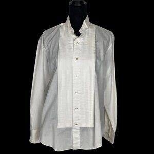 RAFFINATI Men Pintuck Tuxedo Shirt Button Down Sz M White Event Formal 11-4